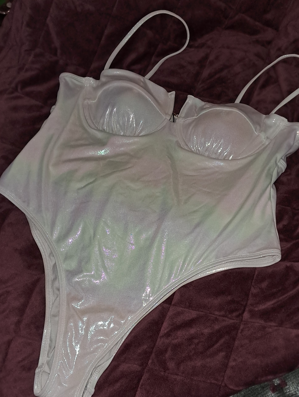 No Boundaries Iridescent White One-Piece Swimsuit